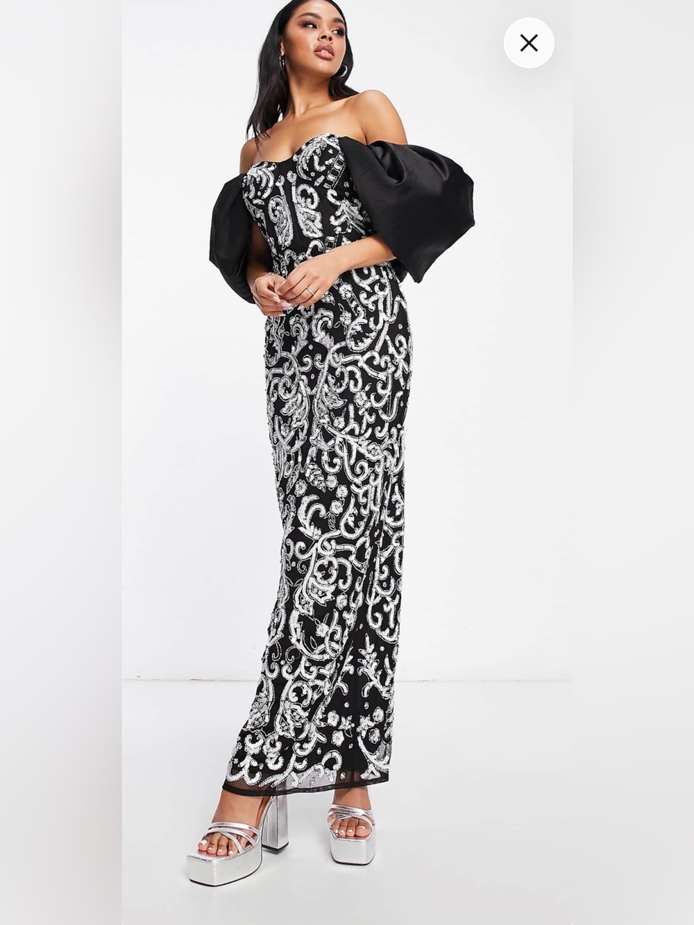 ASOS Black and White Embellished Maxi Dress